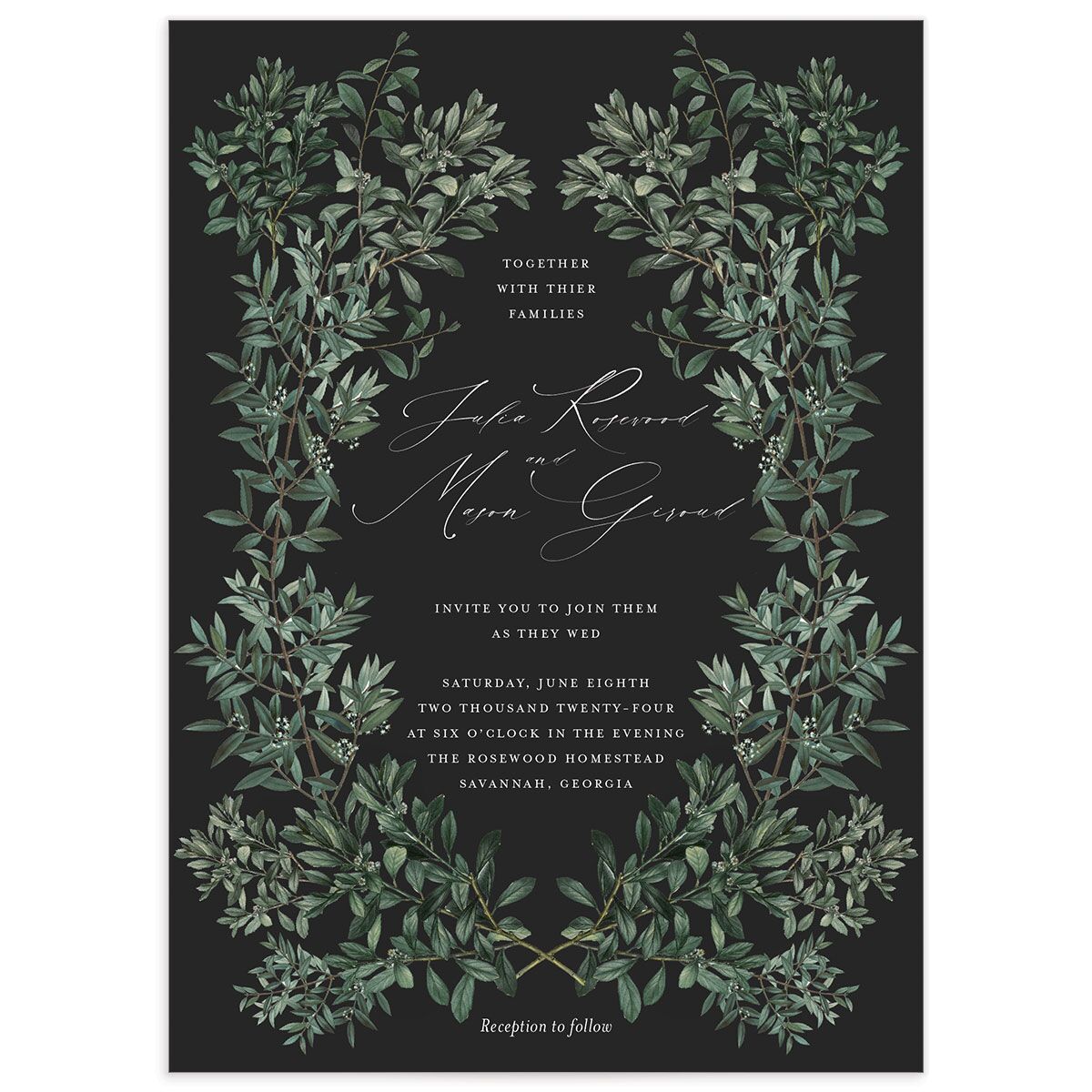 Ornate Leaves Wedding Invitations