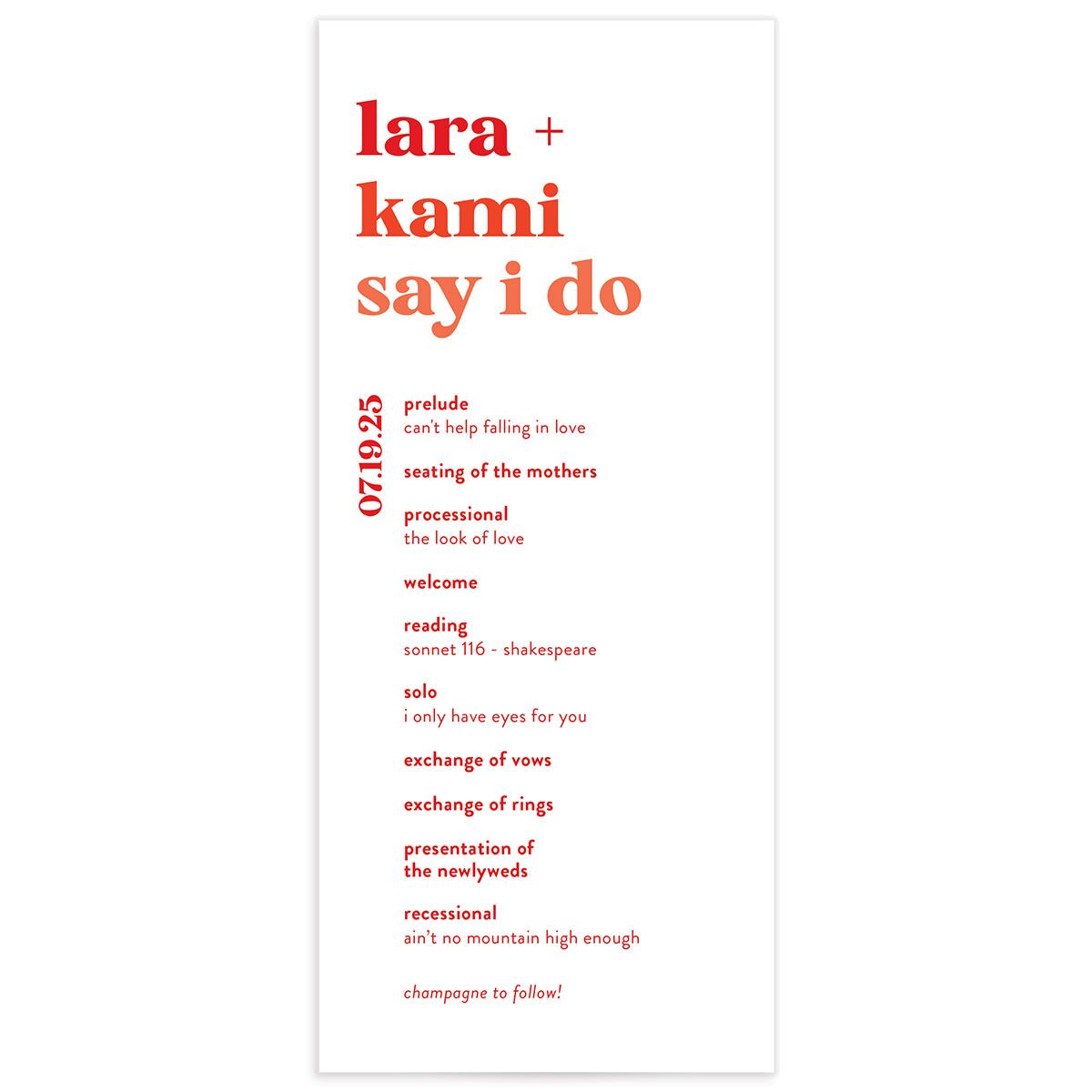 Vibrant Bold Wedding Programs