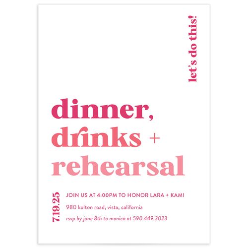 Vibrant Bold Rehearsal Dinner Invitations - 