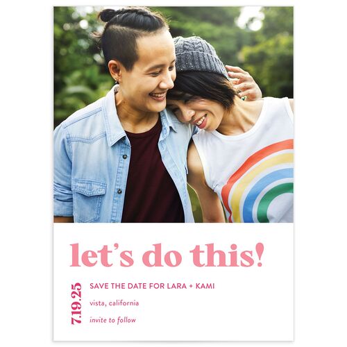 Vibrant Bold Save The Date Cards Hot Pink Signature smooth No