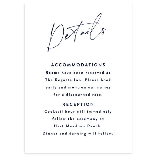 Written Names Wedding Enclosure Cards Navy Signature Standard
