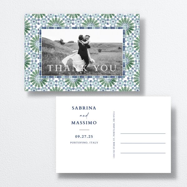 Talavera Tile Thank You Postcards Navy