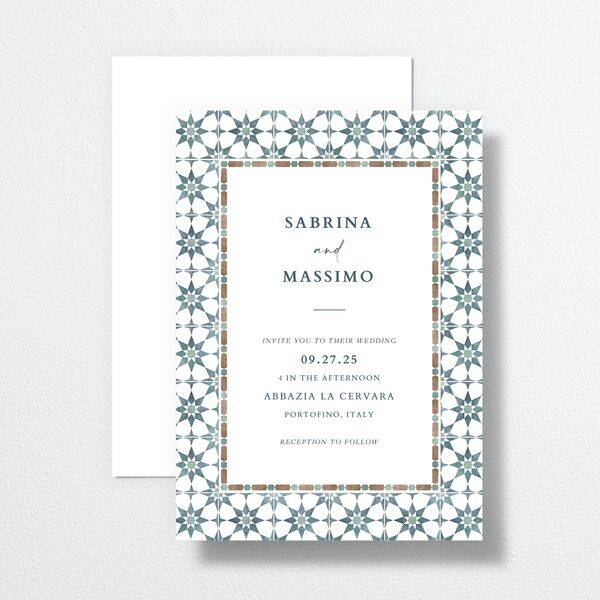 Watercolor Talavera Tile Wedding Invitations Wave Signature Blank No