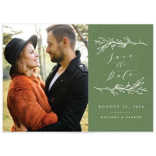 Elegant Sprigs Save the Date Cards - Green