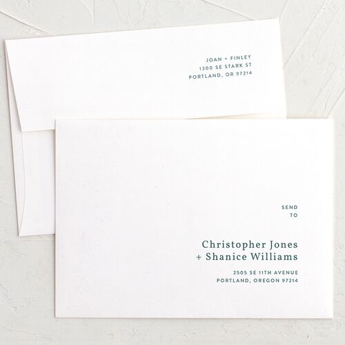 Modern Lens Save The Date Card Envelopes White Standard Deep Lake Both Recipient and Return Addresses Signature