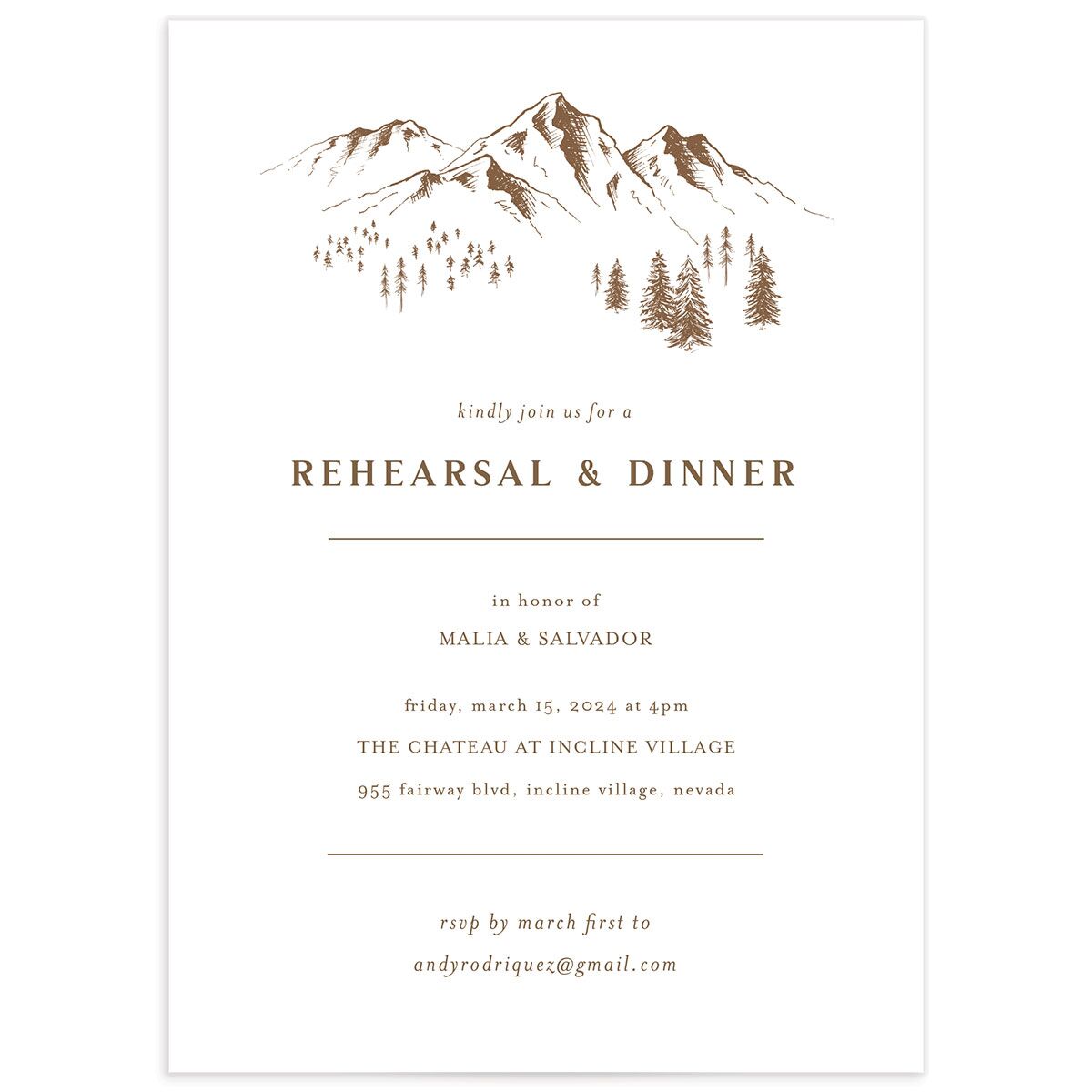 Storybook Mountaintop Rehearsal Dinner Invitations
