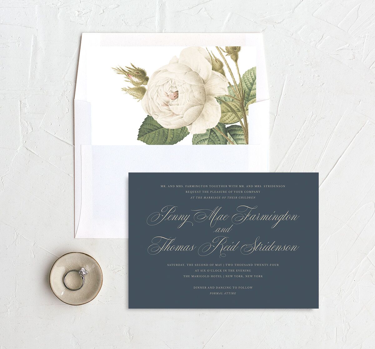Flowing Script Envelope Liners Standard French Blue
