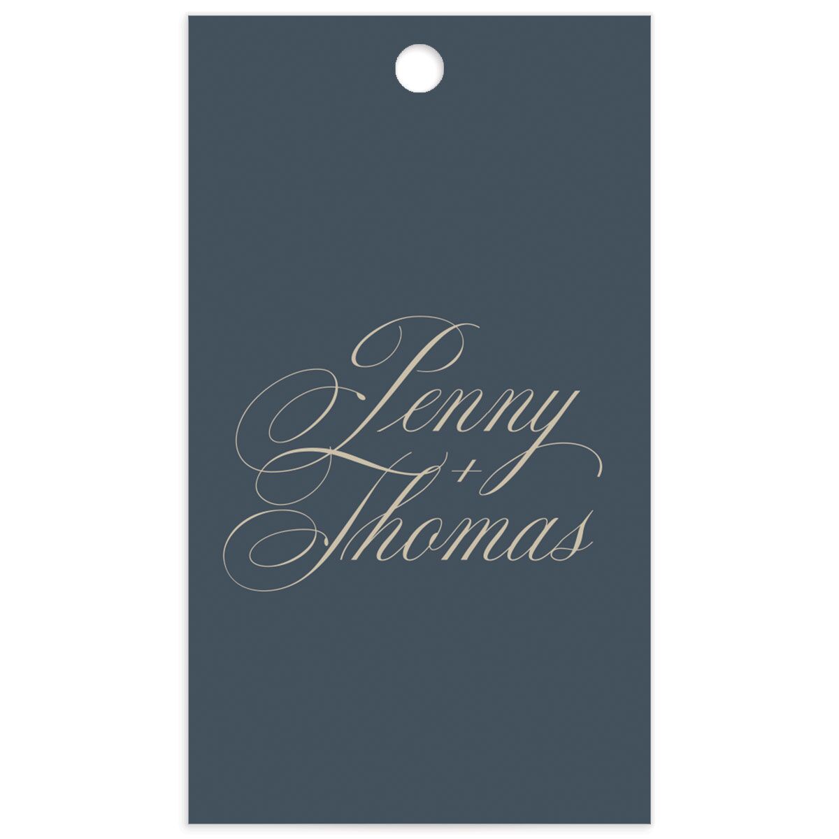 Flowing Script Favor Gift Tags front in blue