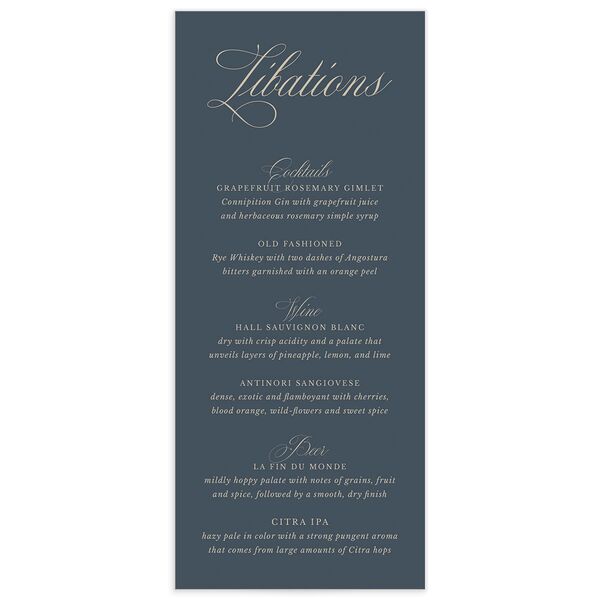 Flowing Script Menus French Blue Signature
