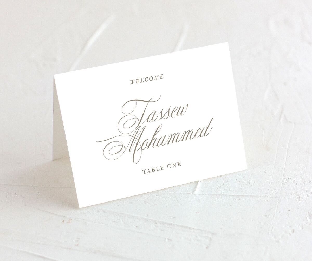 Flowing Script Place Cards front in blue
