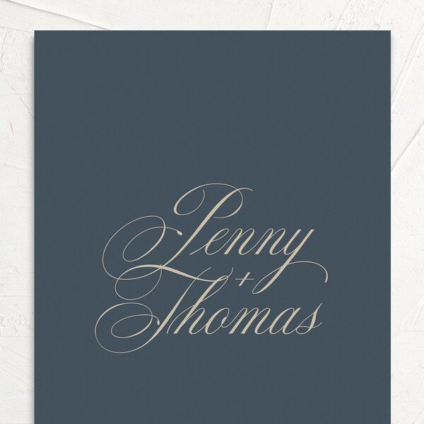 Flowing Script Save the Date Cards French Blue Signature No