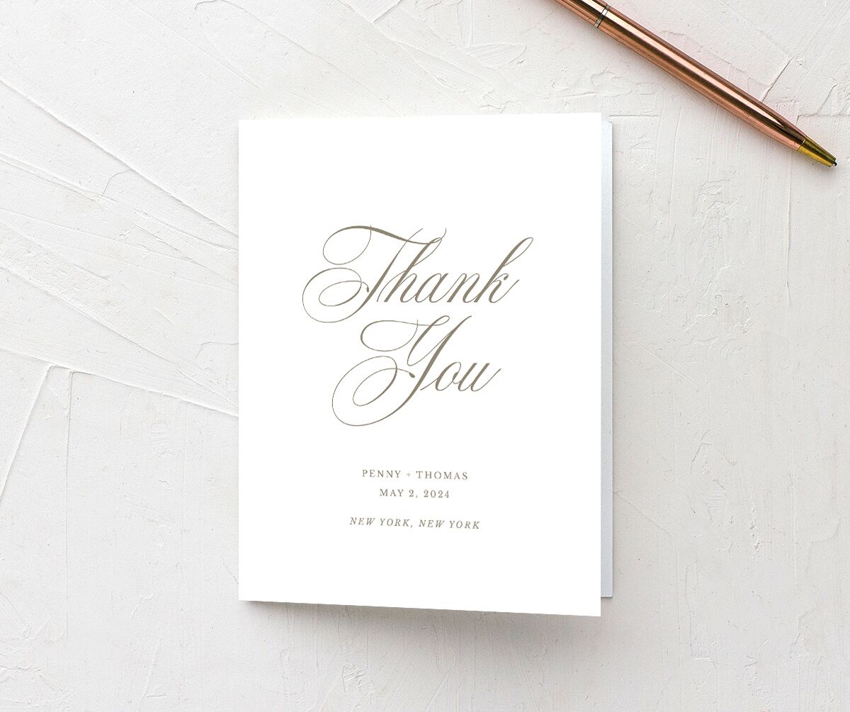 Flowing Script Thank You Cards front in blue
