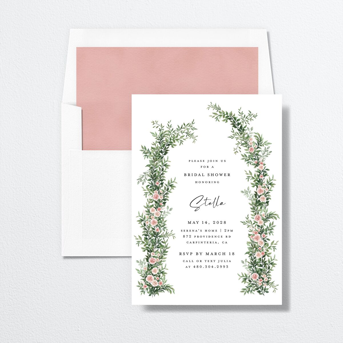 Floral Arc Bridal Shower Invitations Shell Pink Signature Standard