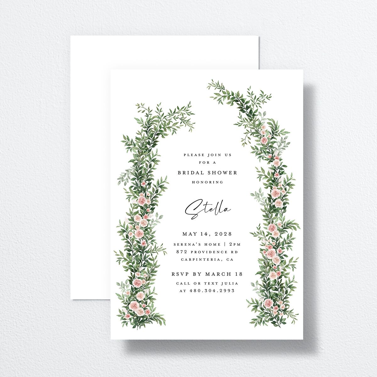 Floral Arc Bridal Shower Invitations Shell Pink Signature Standard