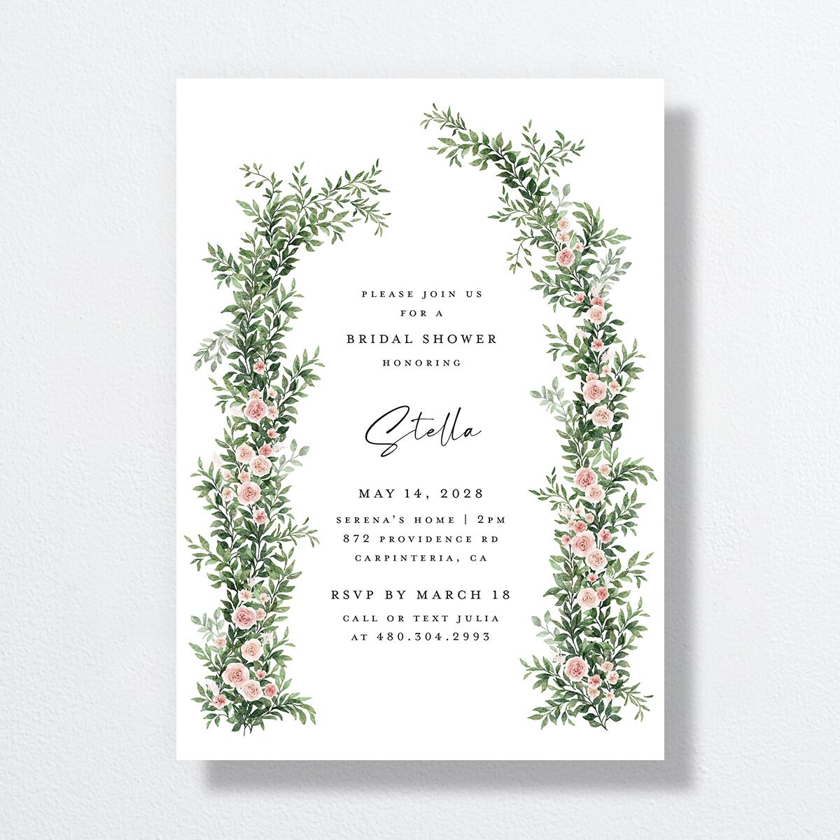 Floral Arc Bridal Shower Invitations Shell Pink Signature Standard