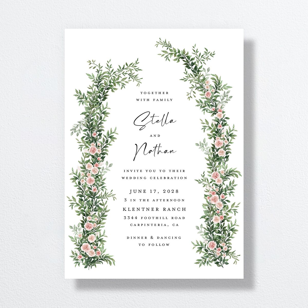 Floral Arc Wedding Invitations Shell Pink Signature No Standard