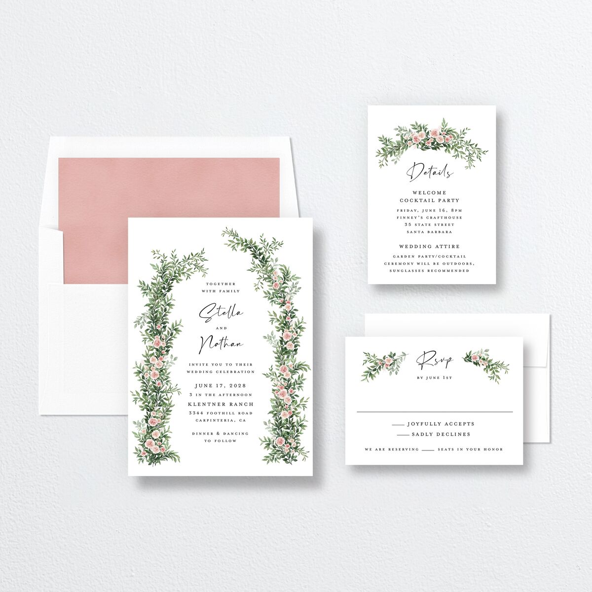 Floral Arc Wedding Invitations Shell Pink Signature No Standard