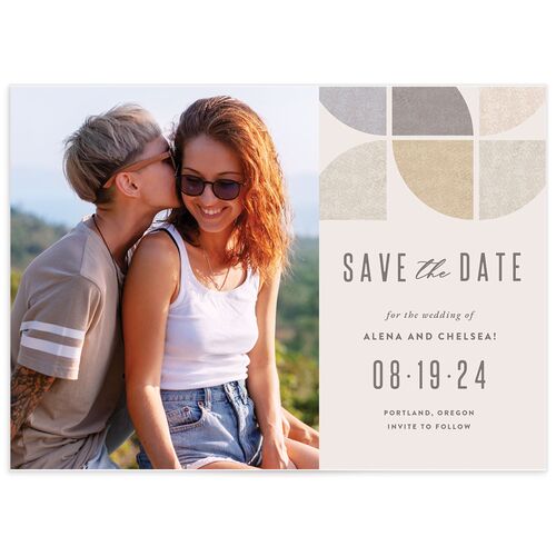 Mod Pattern Save The Date Cards Latte Recycled Blank No