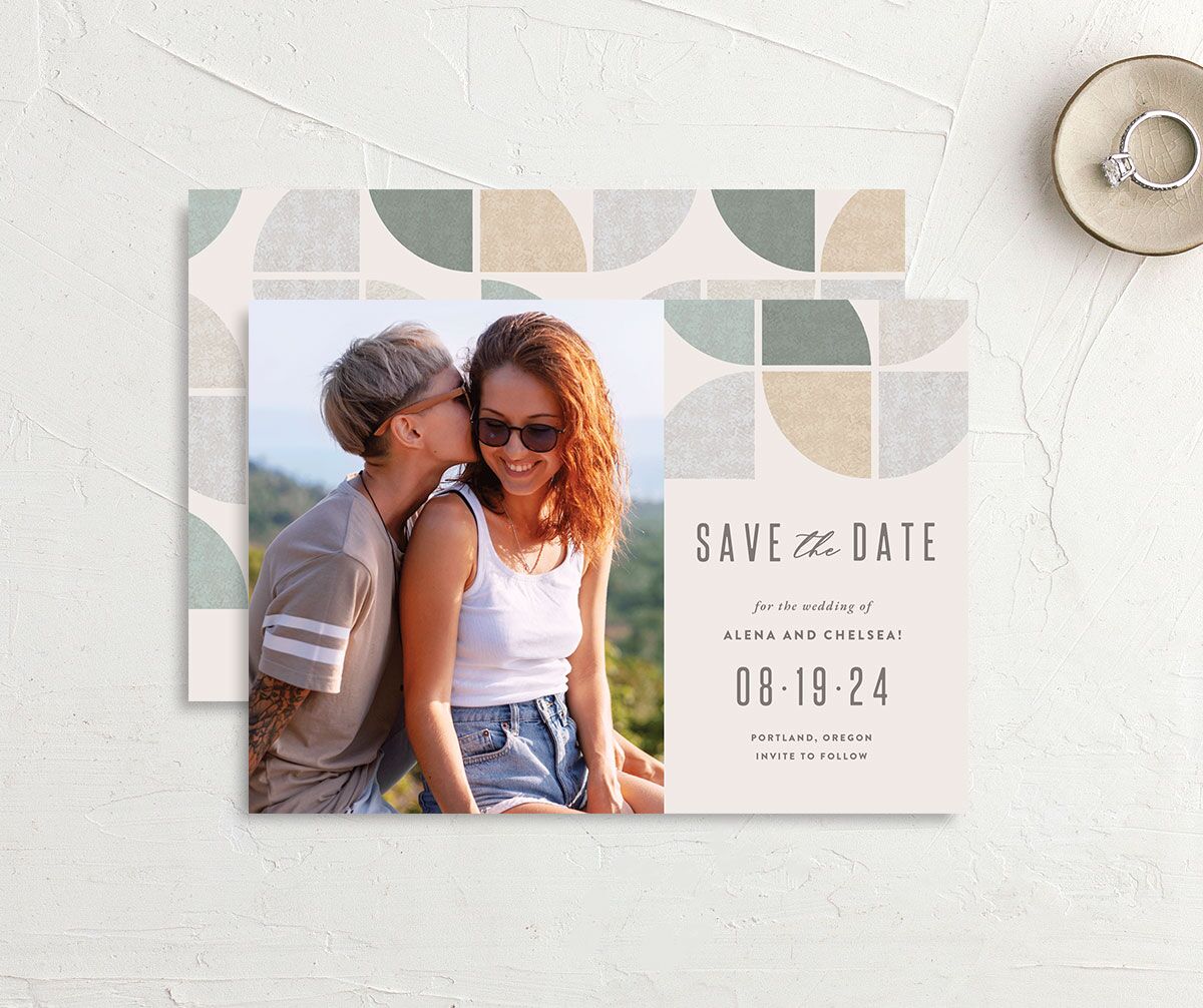 Mod Pattern Save The Date Cards Moon Rock Signature smooth No
