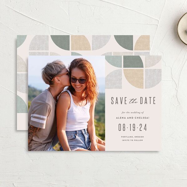 Mod Pattern Save The Date Cards Moon Rock Signature smooth No