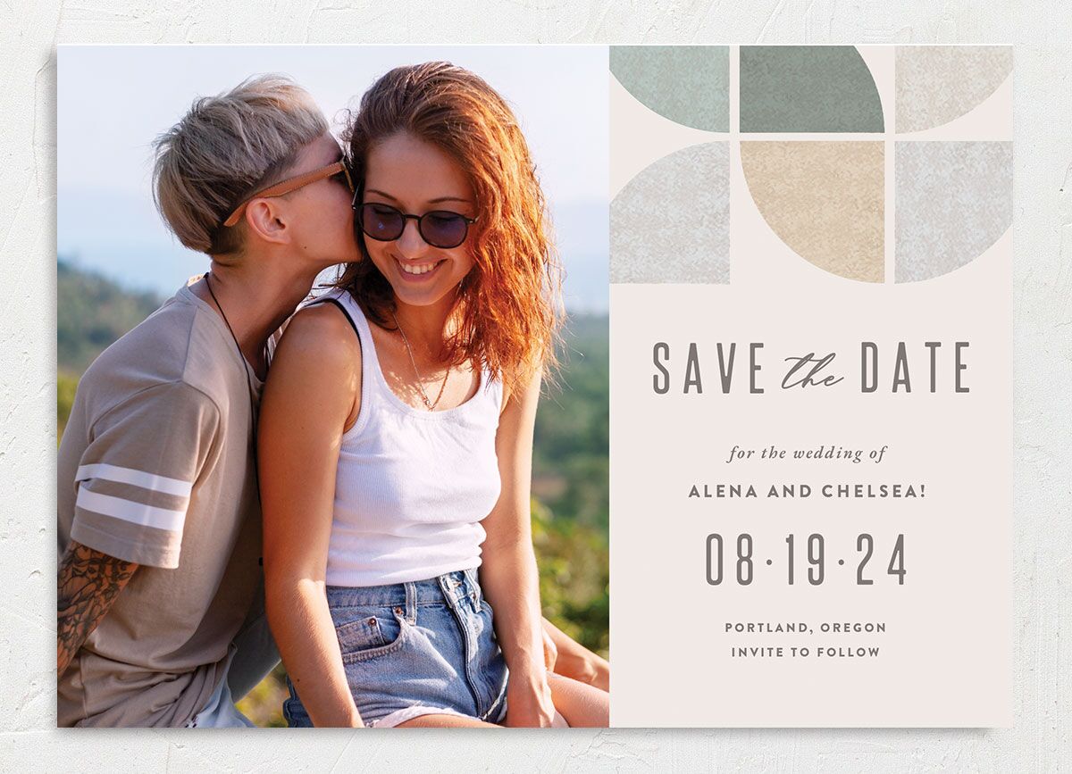 Mod Pattern Save The Date Cards Moon Rock Signature smooth No