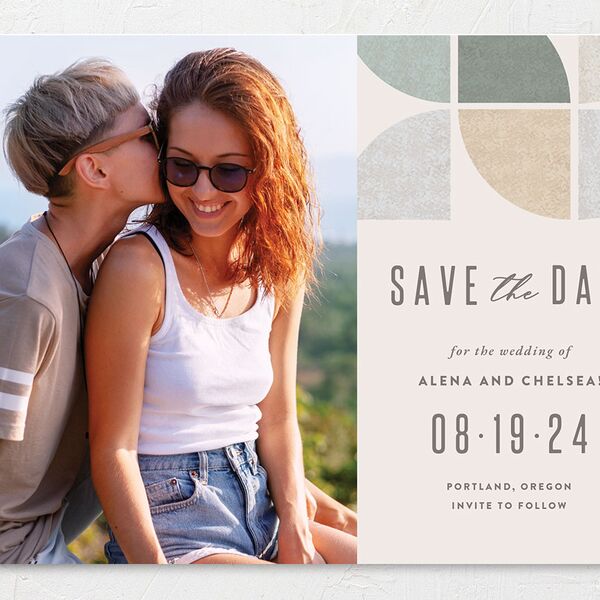 Mod Pattern Save The Date Cards Moon Rock Signature smooth No