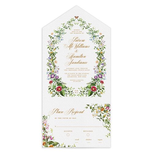 Opulent Garden All-in-One Wedding Invitations - Green
