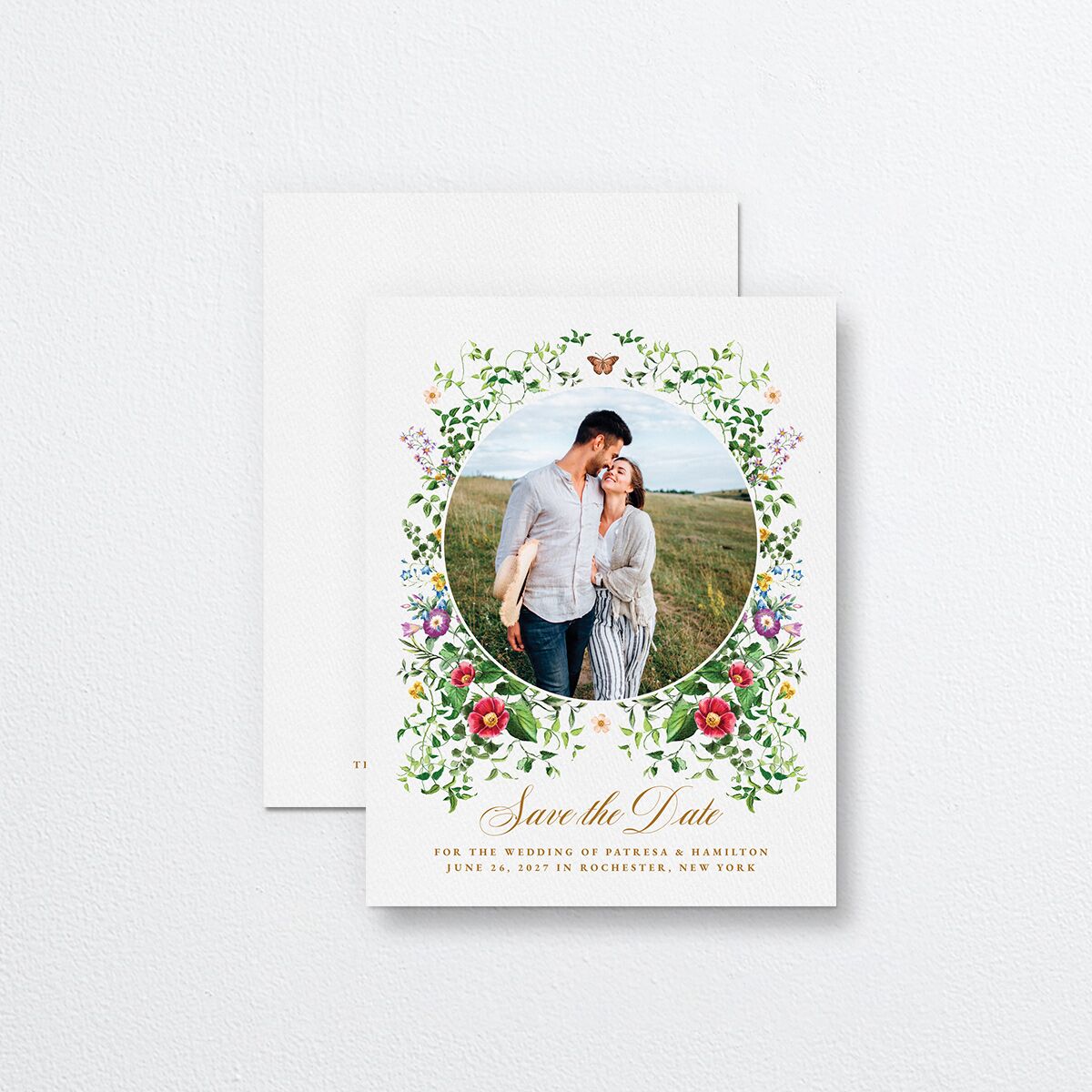 Opulent Garden Save the Date Petite Cards Scottish Green Signature smooth No Standard