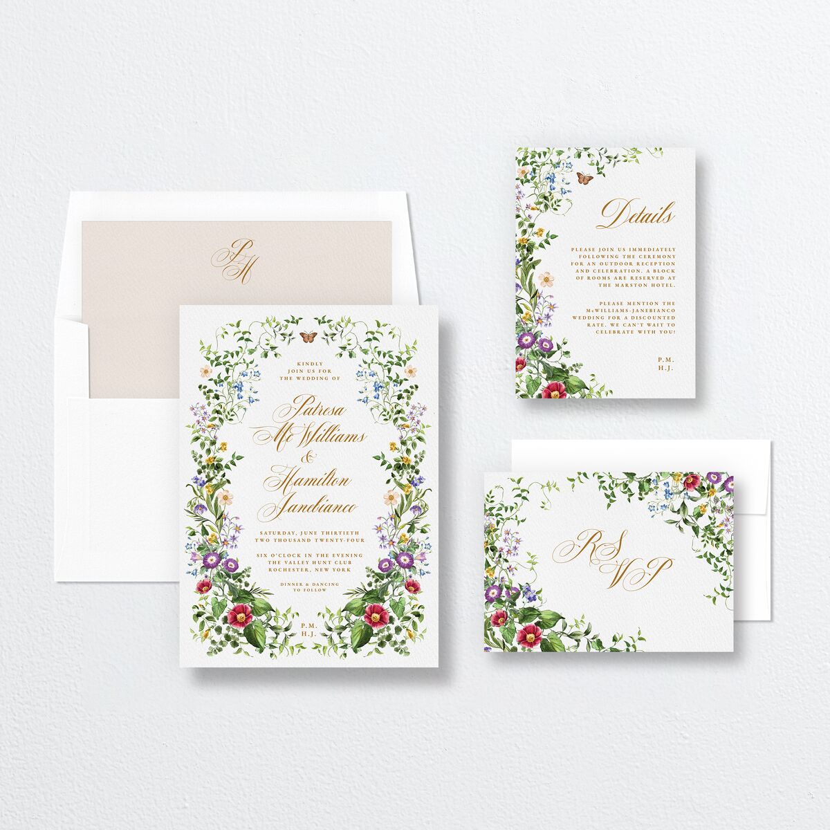 Opulent Garden Wedding Invitations Scottish Green Signature No Standard