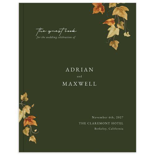 Elegant Ivy Wedding Guest Book Hunter Green