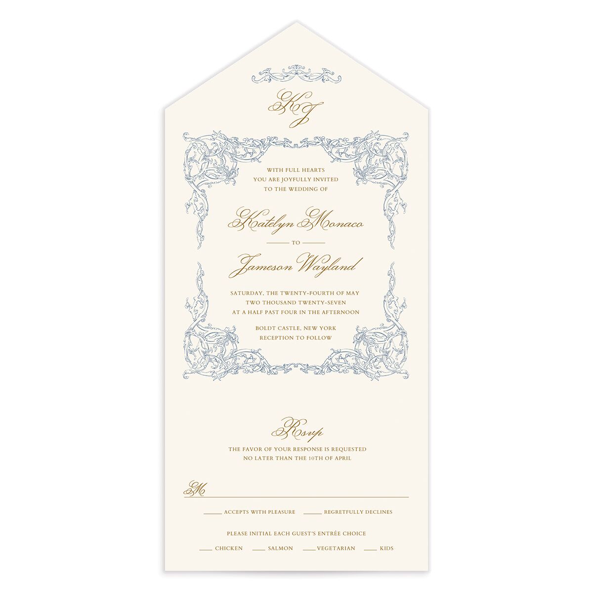 Romantic Rococo All-in-One Wedding Invitations
