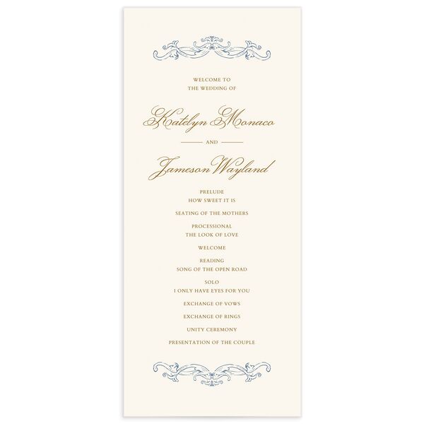 Romantic Rococo Wedding Programs Dusty Blue Signature