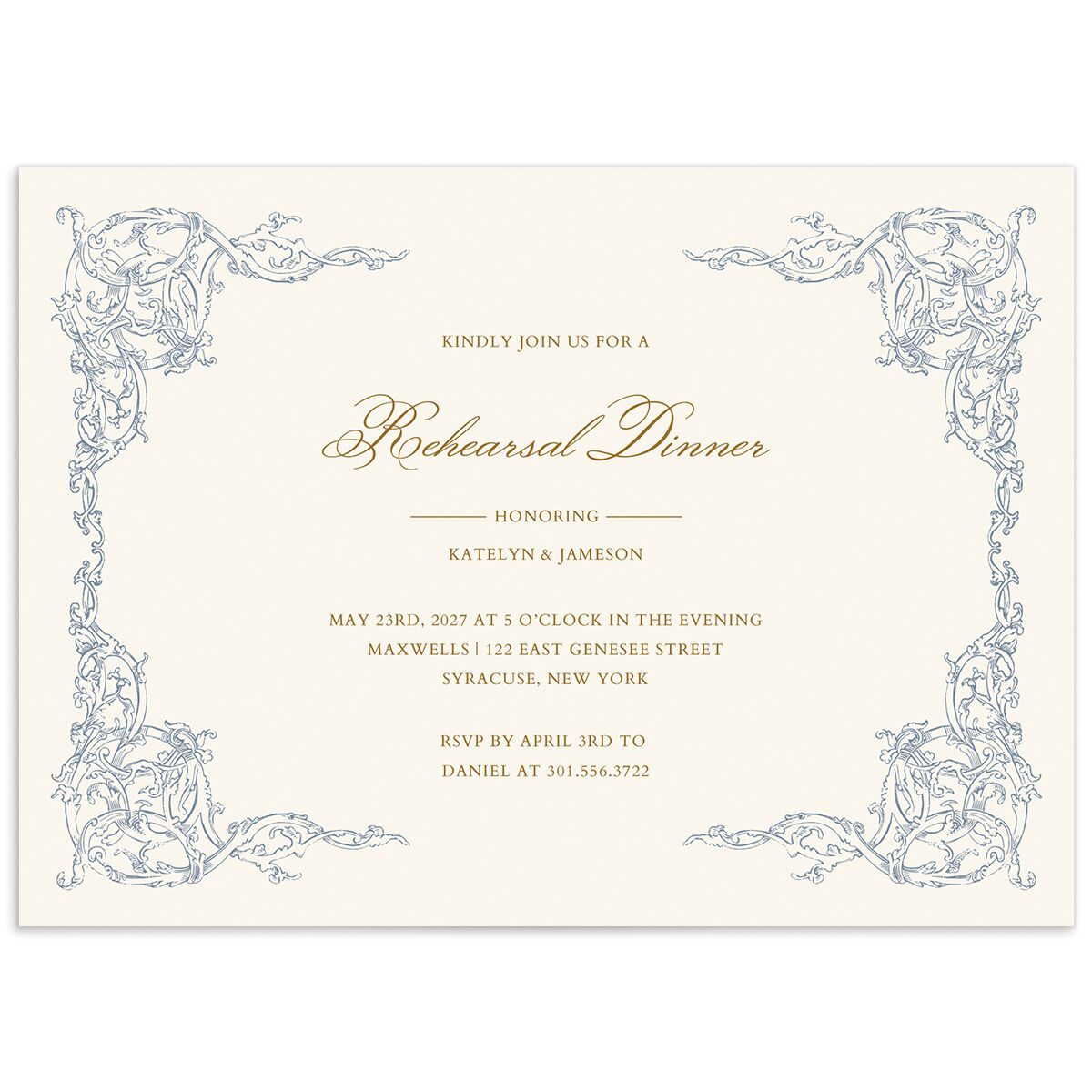 Romantic Rococo Rehearsal Dinner Invitations
