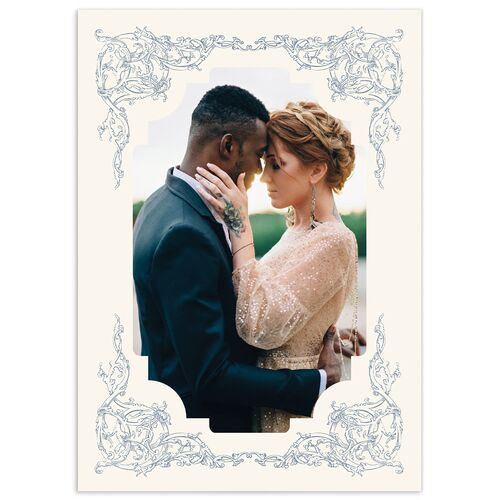 Romantic Rococo Save The Date Cards Dusty Blue Signature smooth No Standard