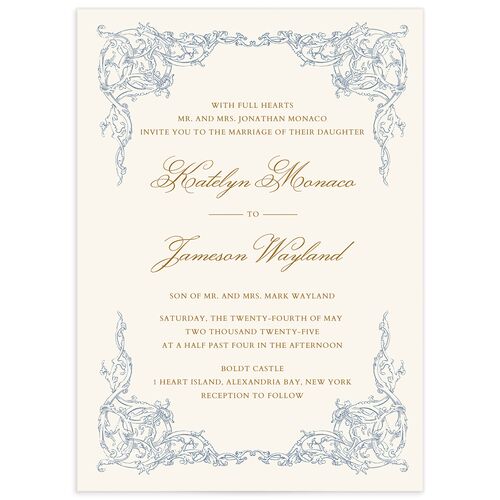 Romantic Rococo Wedding Invitations - Blue
