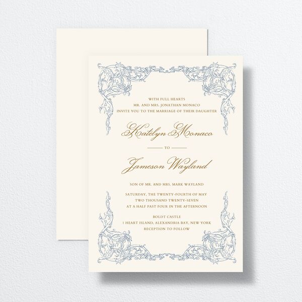Romantic Rococo Wedding Invitations Dusty Blue Signature No Standard