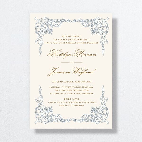 Romantic Rococo Wedding Invitations Dusty Blue Signature No Standard