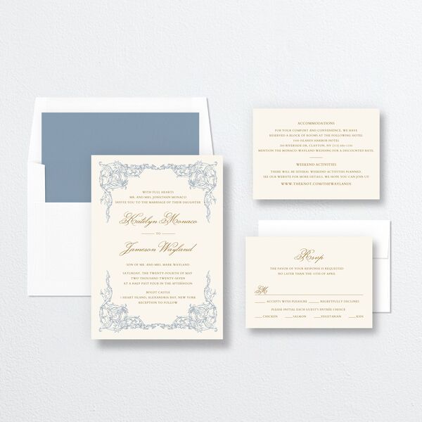 Romantic Rococo Wedding Invitations Dusty Blue Signature No Standard