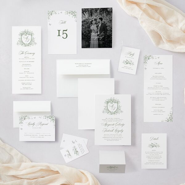 Elegant Rose Crest QR Code RSVP Cards Deep Olive Signature Standard