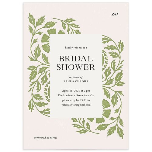Block Print Bridal Shower Invitations - 
