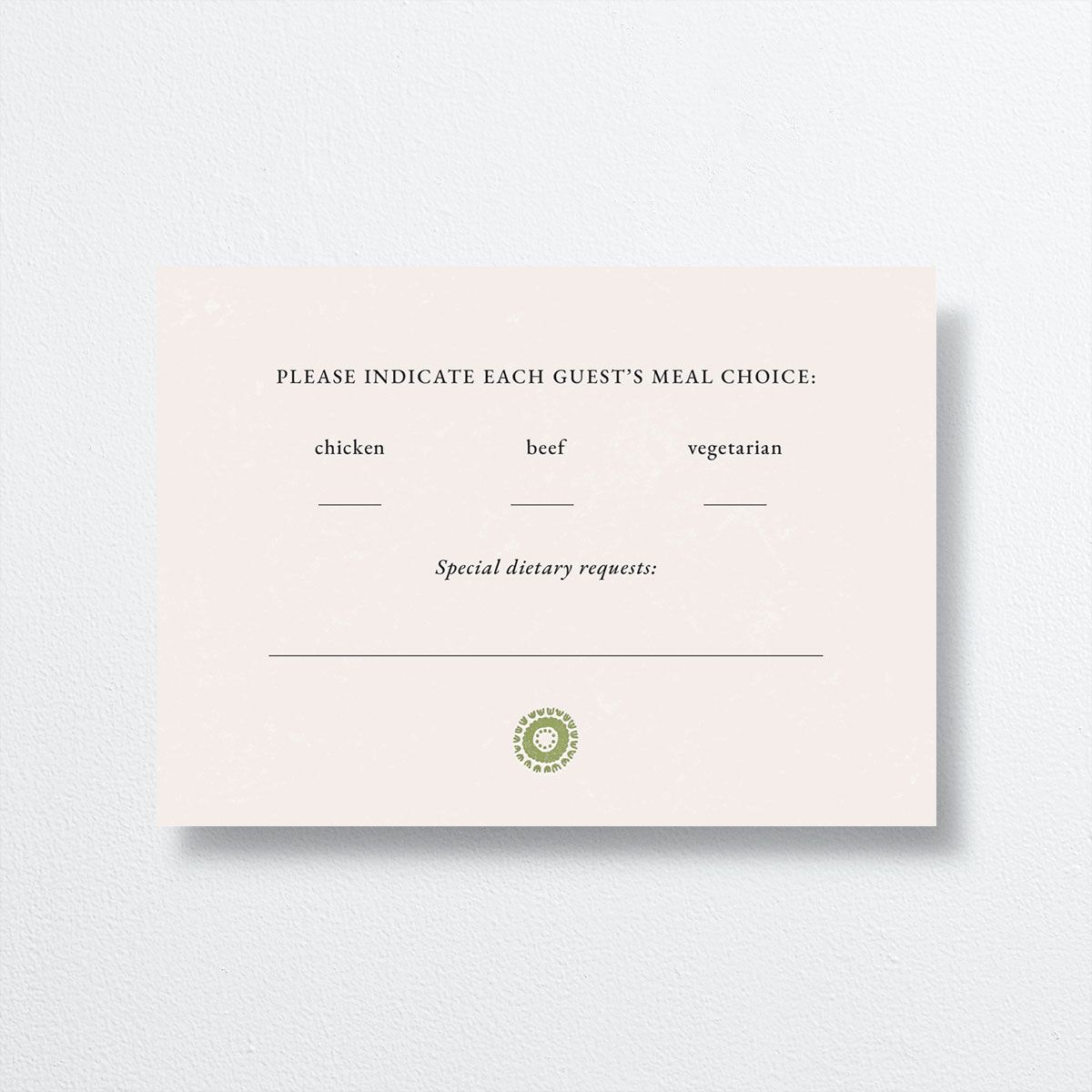 Block Print Wedding Response Cards back in green