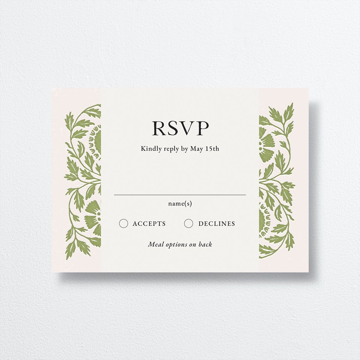 Block Print Wedding Response Cards front