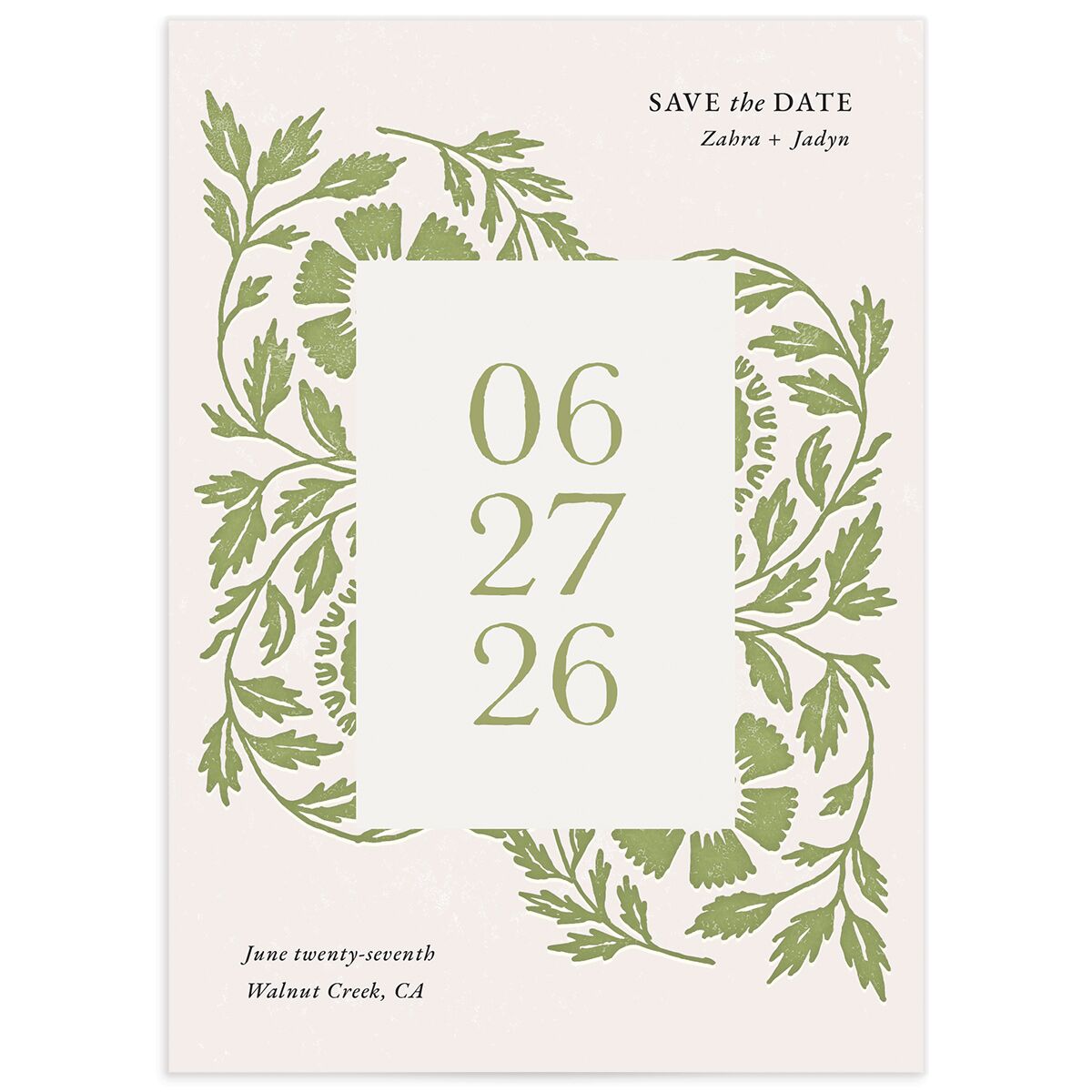 Block Print Save the Date Cards