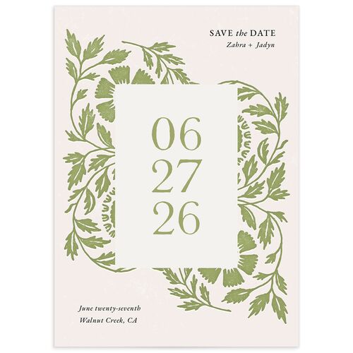 Block Print Save the Date Cards Meadow Signature smooth No