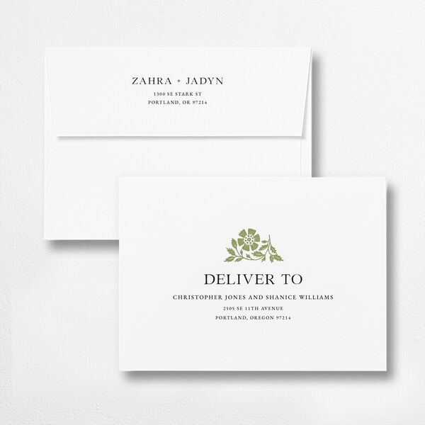 Block Print Save the Date Magnet Envelopes White Standard Meadow Both Recipient and Return Addresses