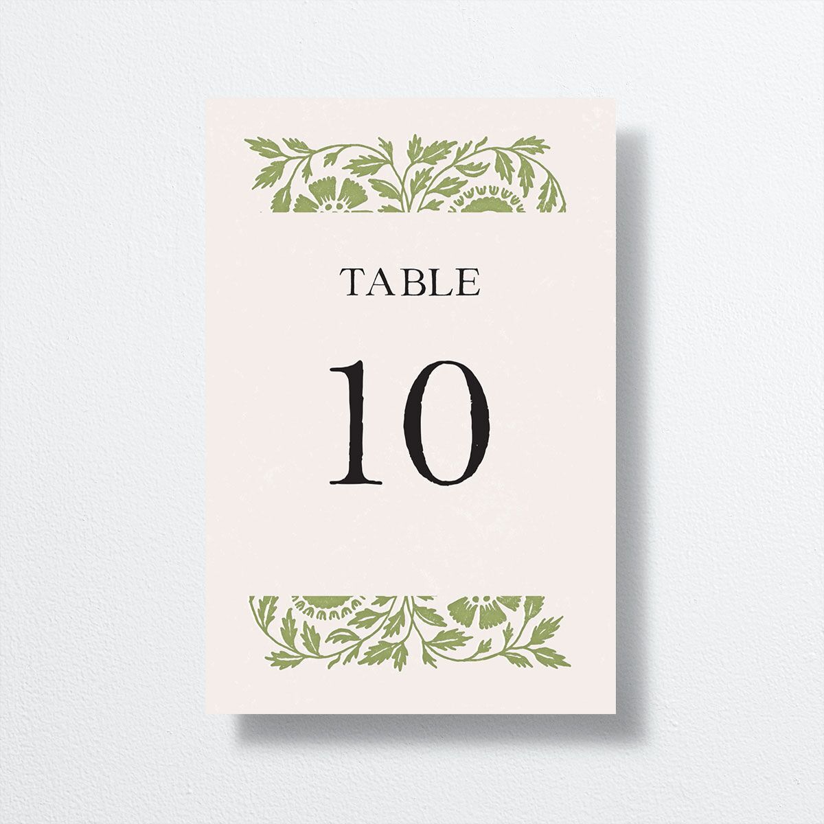 Block Print Table Numbers front in green