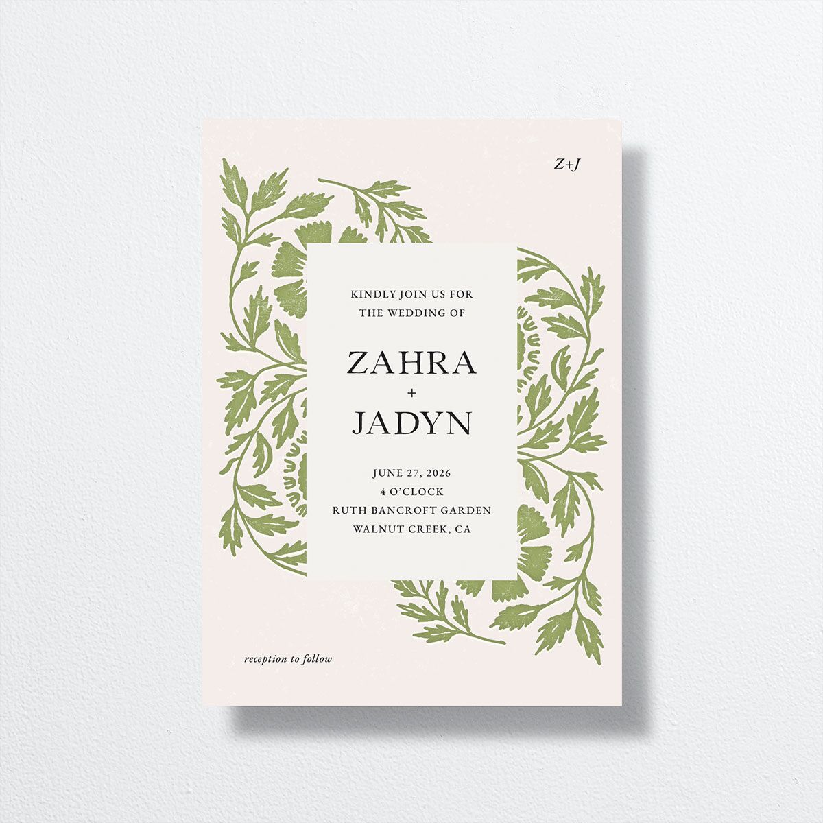 Block Print Wedding Invitations Meadow Signature No