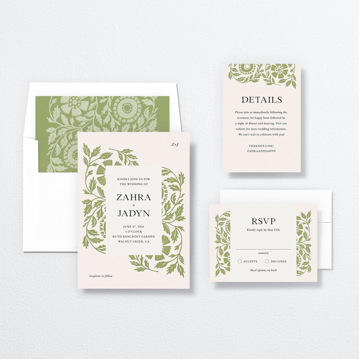 Block Print Wedding Invitations Meadow Signature No