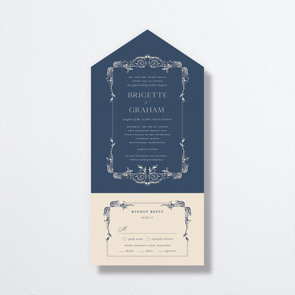 Vintage Ornate Frame All-in-One Wedding Invitations front