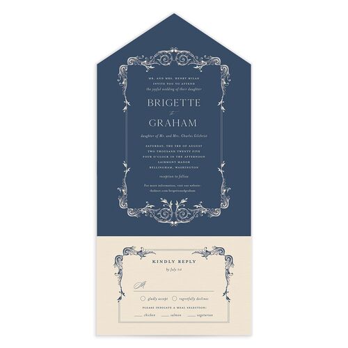 Vintage Ornate Frame All-in-One Wedding Invitations - 